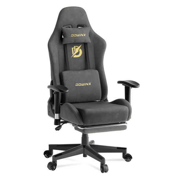 Inbox Zero Gaming Chair With Massage Lumbar Support, Suede Fabric